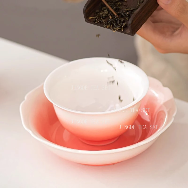 Gradient Tea Set Household Ceramic Kung Fu Tea Set Tea Tasting Cup San Cai Gai Bowl Teaset Accessories Chinese Cup Gaiwan