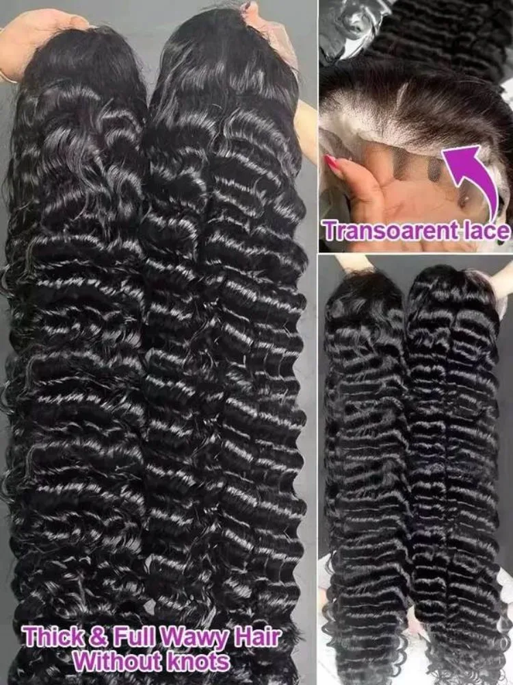 30 40 Inch Curly 13x4 13x6 HD Transparent Lace Frontal Wig Loose Deep Wave Human Hair 5x5 Closure Lace Wear Go Glueless Wig