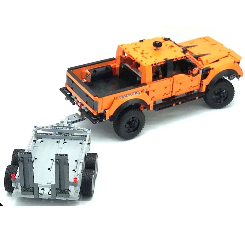 Techniccial Load Trailer Crane Model Set Moc Building Blocks Pickup Compatibili F-150 Raptor 42126 Assembly Bricks Kid Toy Gifts