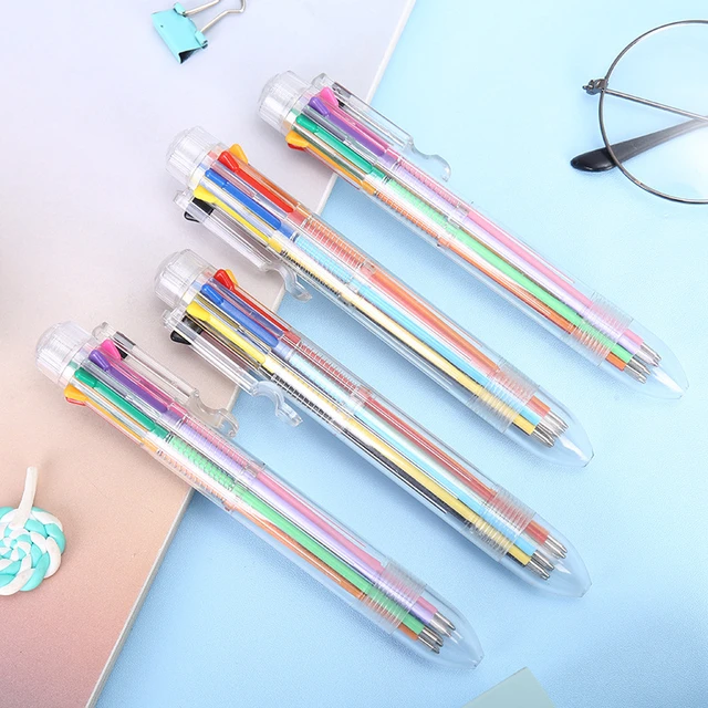 10Pcs/Lot Cute 8 Color Ballpoint Pen Stationery Cartoon Transparent Marker  Pens for Writing School Office Supplies Students