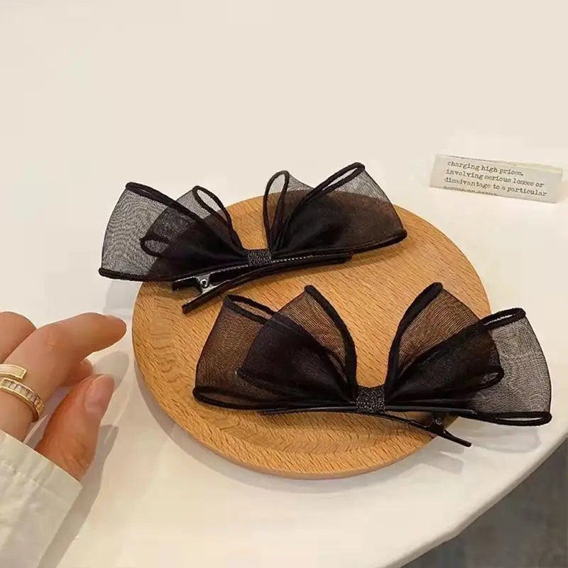 1pc Women's Plush Vintage Red Ribbon Bow Hair Clip For Daily Use