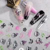 3pcs 5D Halloween Nail Art Stickers Y2K Pumpkin Skull Bone Ghost Cross Design Adhesive  Nail Decals for Manicure Decoration 5