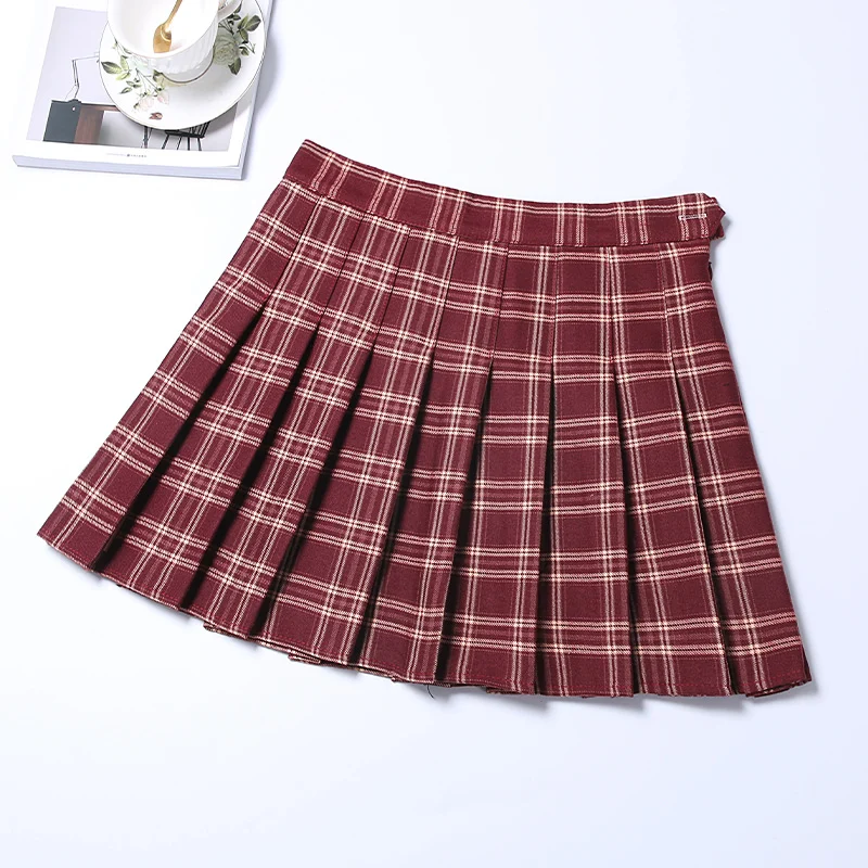 blue skirt Japanese Schoolgirl Cosplay JK Uniform Plaid Women Pleated Skirts Summer High Waist Mini Skirt Sexy Cute A Line Harajuku Clothes tweed skirt