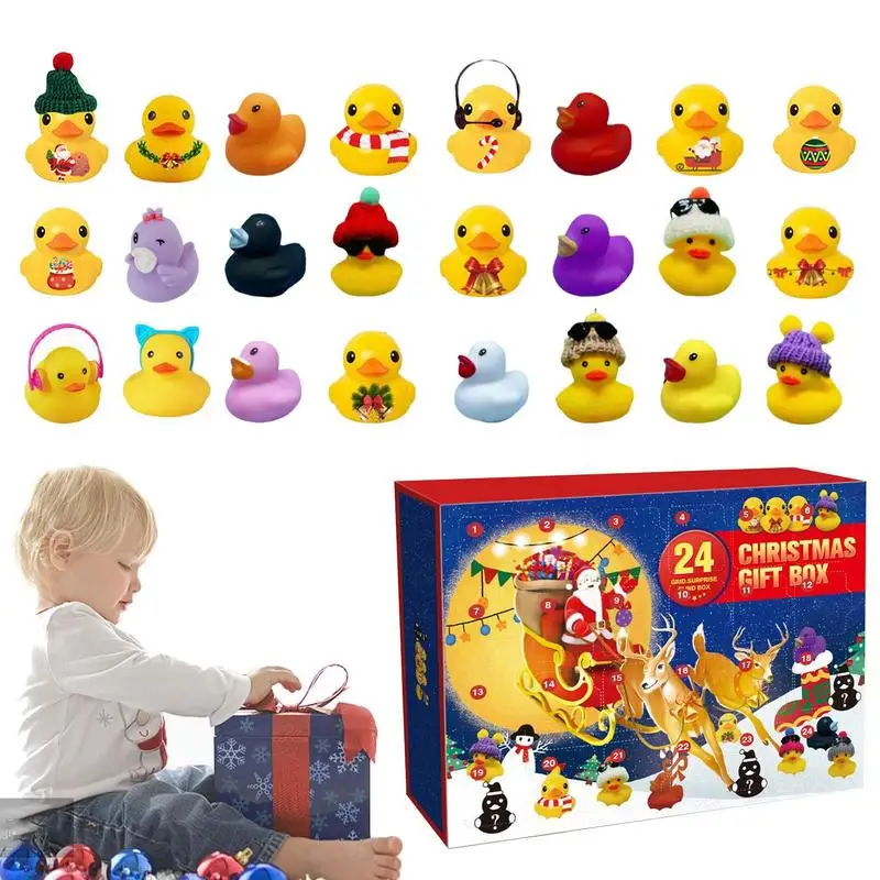 

Christmas Countdown Toys 24PCS Cute Rubber Ducks Set Soft Bath Toys Christmas Advent Calendar For Classroom Rewards Boys And