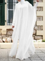 Women Chiffon Abaya Eid Mubarek Muslim Dresses Robe Long Sleeve Hijab 4