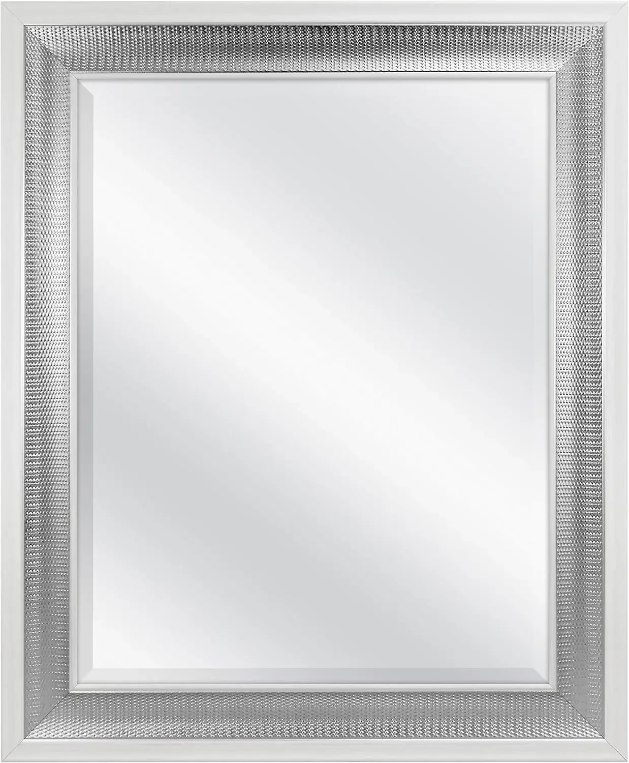 MCS Large Wall Mirror, Modern Rectangle Mirror Home Decor for Living Room, Bedroom, or Bathroom, 28.5 by 34.5 Inch, White/Woven