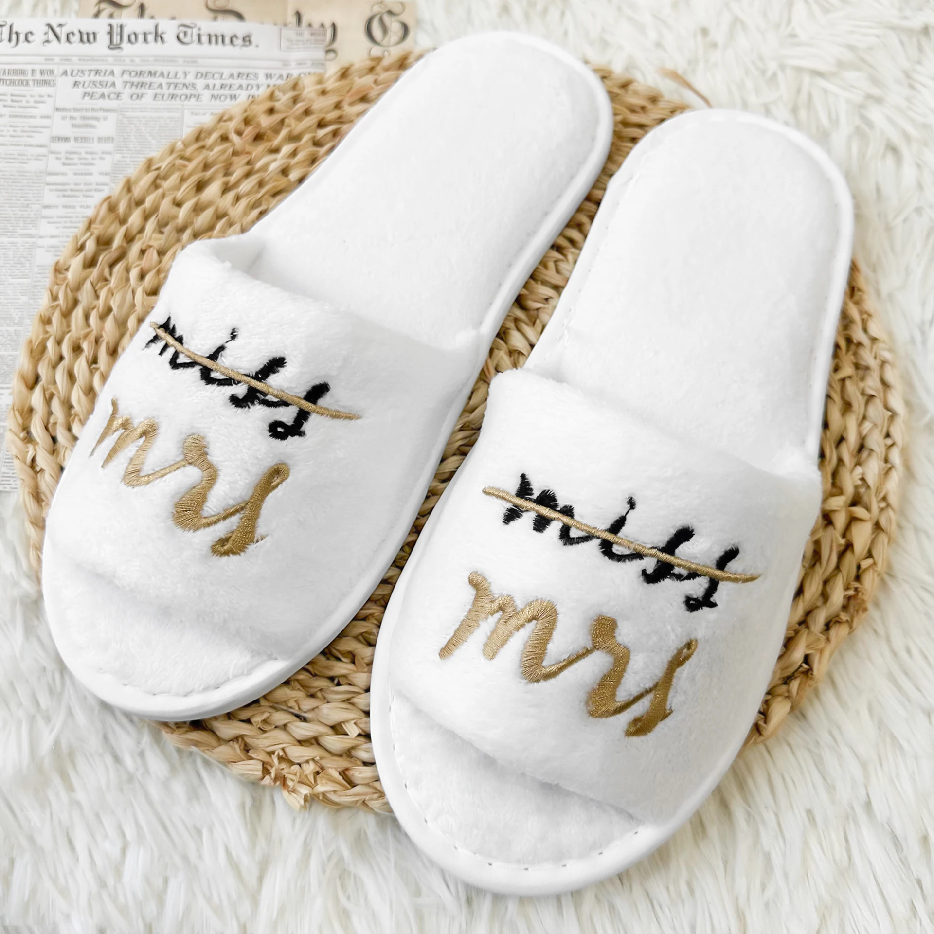 Bridal Party Slippers Set, With Embroidery, Lightweight Cozy Soft Sole Flats, for Brides, Bridesmaids, Guests & Bachelorettes 3