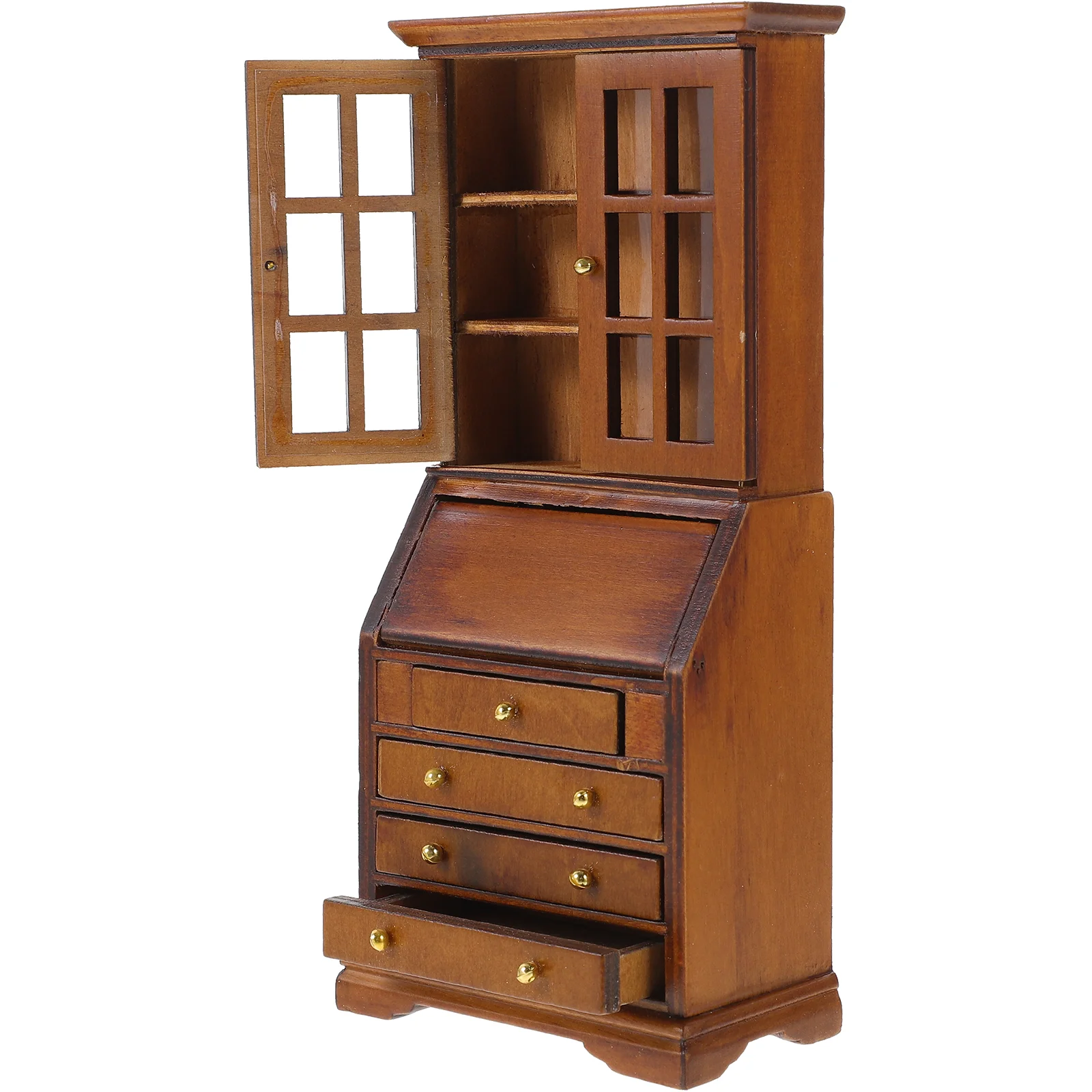 

Dollhouse Wood Bookshelf Mini Wood Drawer Cabinet Miniature Cupboards Model Mini Bookcase Storage Shelves Furniture Accessories