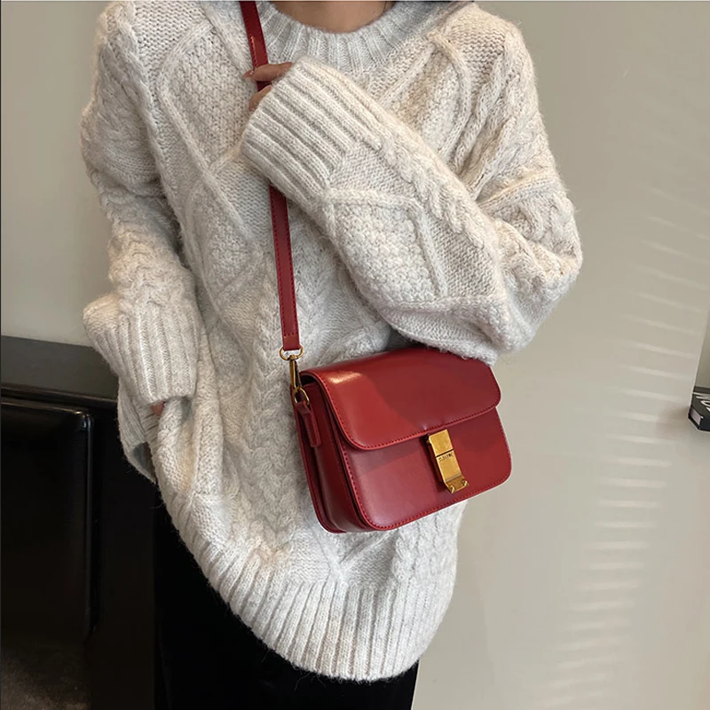 

Chic Women's Retro Crossbody Bag 2023 Winter Autumn New PU Leather Hasp Shoulder Bags Korean Style Lady Commute Crossbody Pack