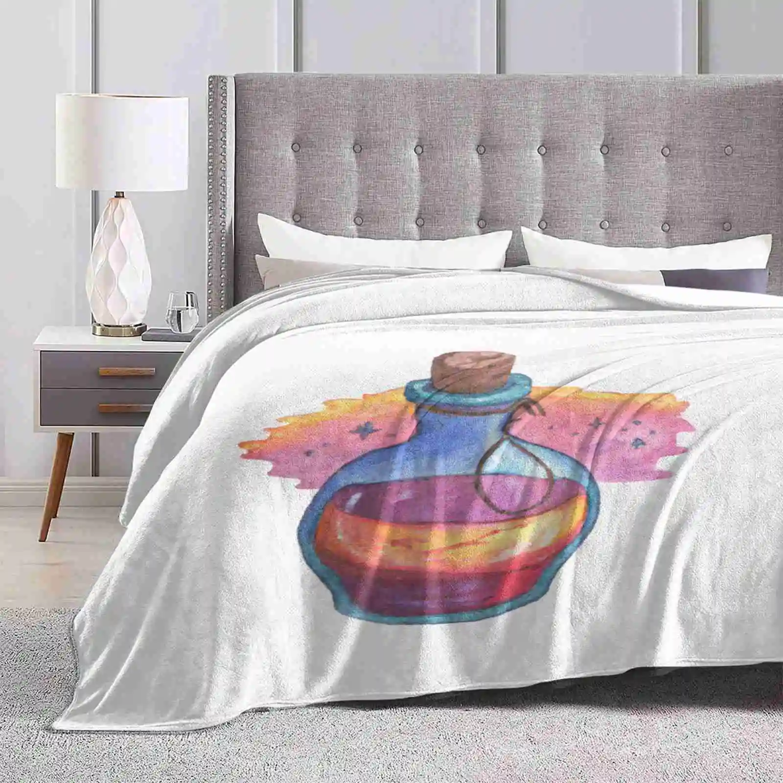 

Watercolor Sunrise Magic Potion All Sizes Soft Cover Blanket Home Decor Bedding Potions Magic Witchy Halloween Fantasy Potion