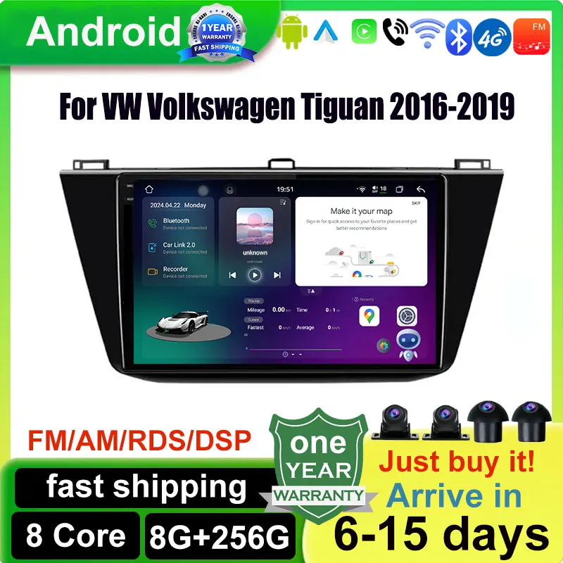 

Android 14 DPS Carplay Car Radio Multimedia Stereo Player WiFi GPS Navigation For VW Volkswagen Tiguan 2016-2019