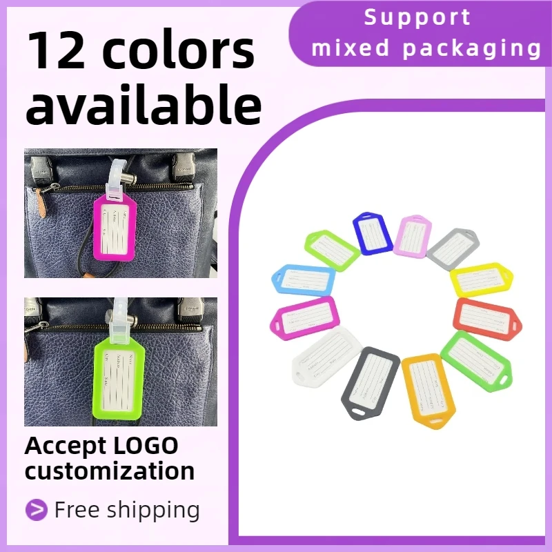 

12PCS PP Hard Luggage Tags Not Your Bag Tag Label Suitcase Beach Please Travel Label Voyage Accessories Essentials Customized