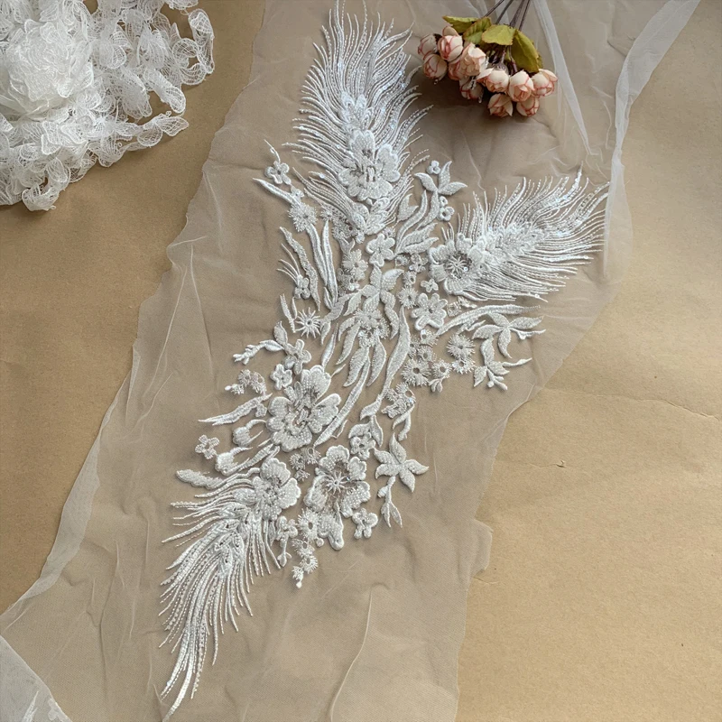 

Роскошные медальоны с аппликацией, уникальная текстурированная вышитая бисером кружевная нашивка с блестками, свадебные аксессуары