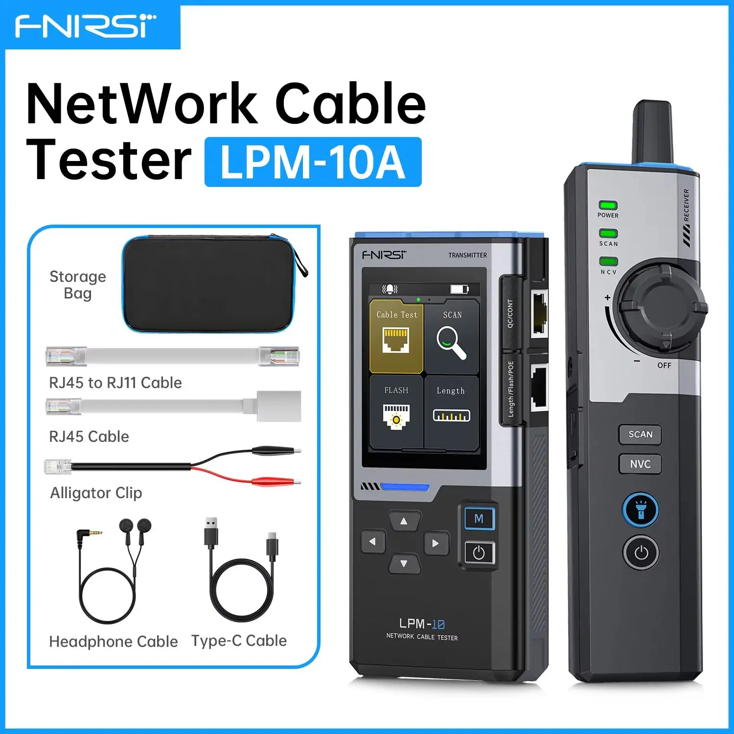 FNIRSI LPM-10A Network Cable Tester Multifunction Line Finder with
