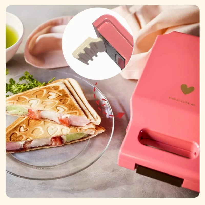 New Coral Orange Heart Pattern Hot Sandwich Maker, 600W Power Toaster Breakfast Machine，home Appliance Bread Machine Makers 5