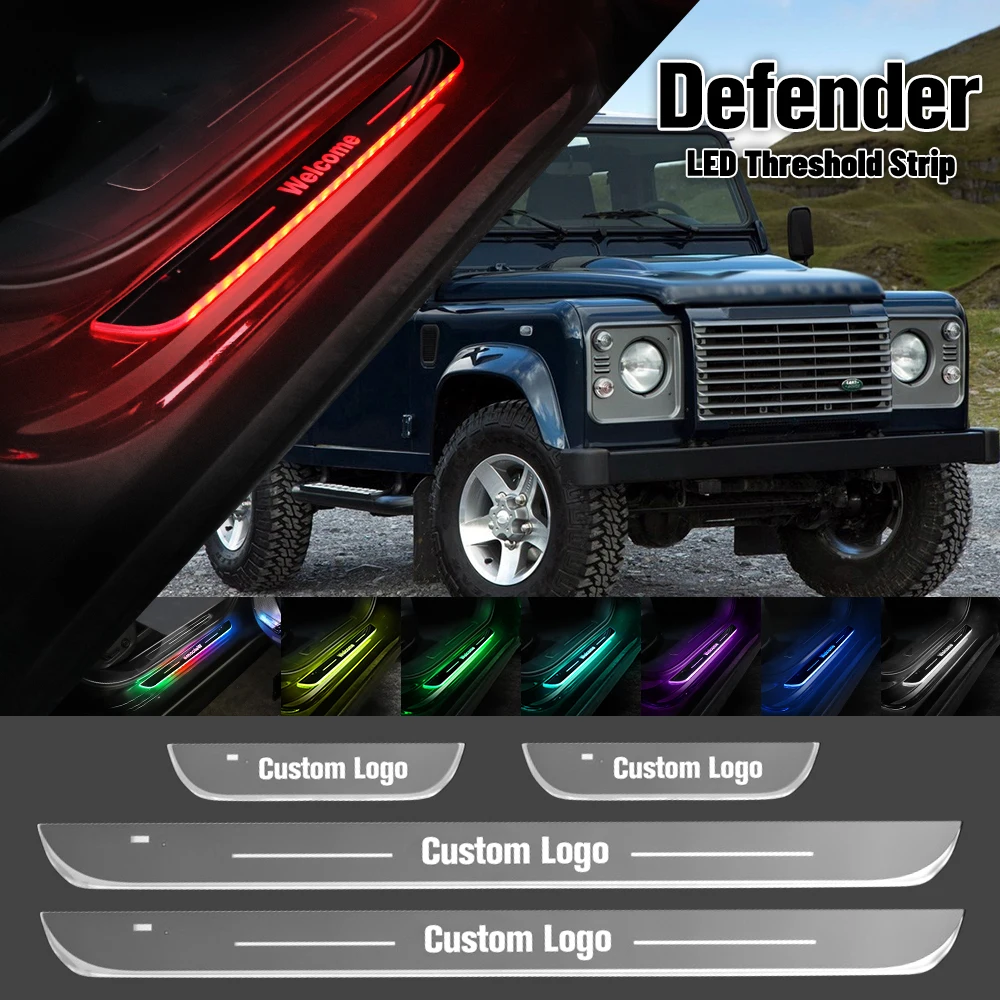 

For Land Rover Defender 1990-2023 Car Door Sill Light Customized Logo LED 2019 2022 Welcome Threshold Pedal Lamp Accessories