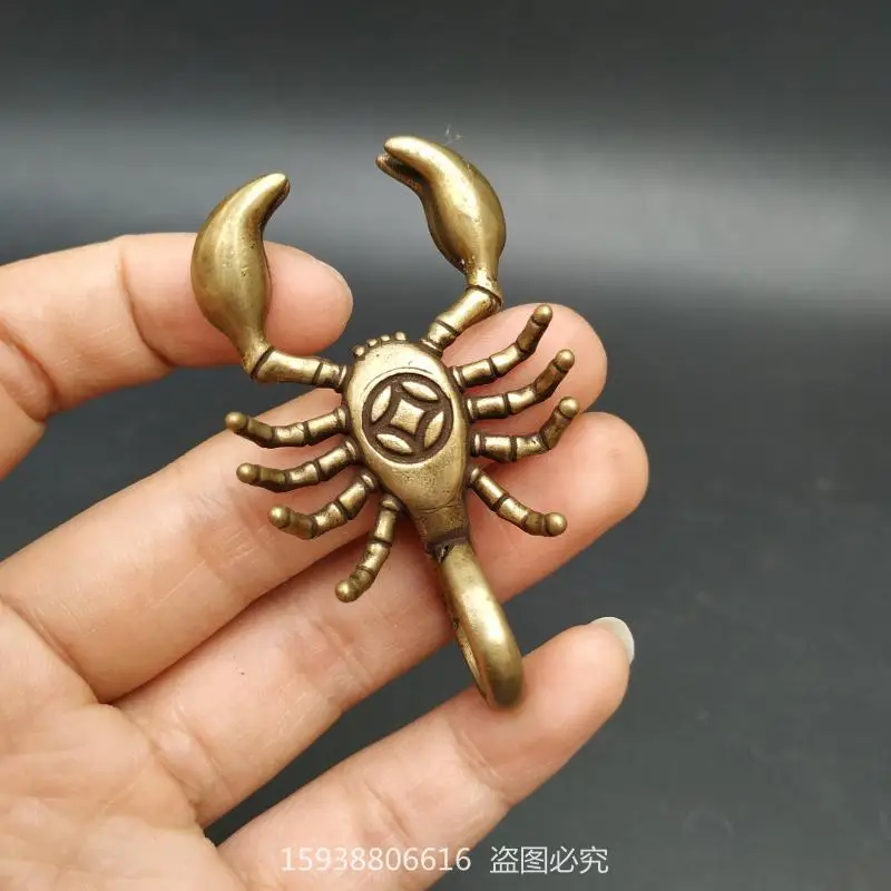 Retro patina solid brass pure copper Scorpion Poison Scorpion animal copper pendant mini ornaments