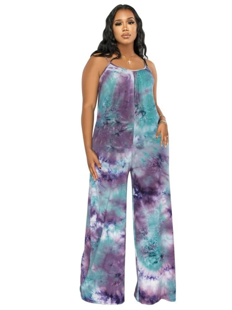 Wmstar Jumpsuits Rompers Wholesale Printed Halter Casual Pants Straight Leg Fashionable Loose Large Sized One Piece Pants 2025