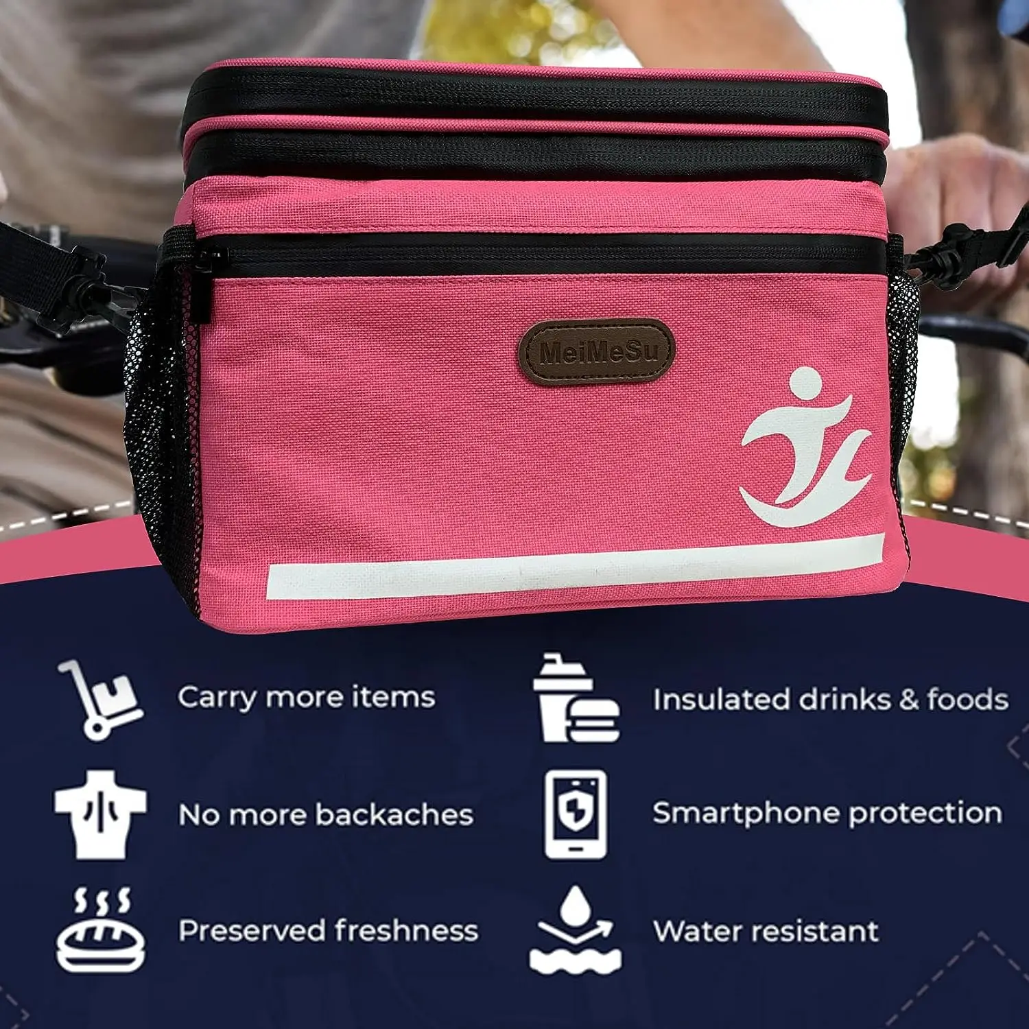 Girl Oudoor Picnic Life Leakproof Multifunctional Bags Bicycle Scooter Bag Waterproof Thermal Insulation Cooler Lunch Bag Pink