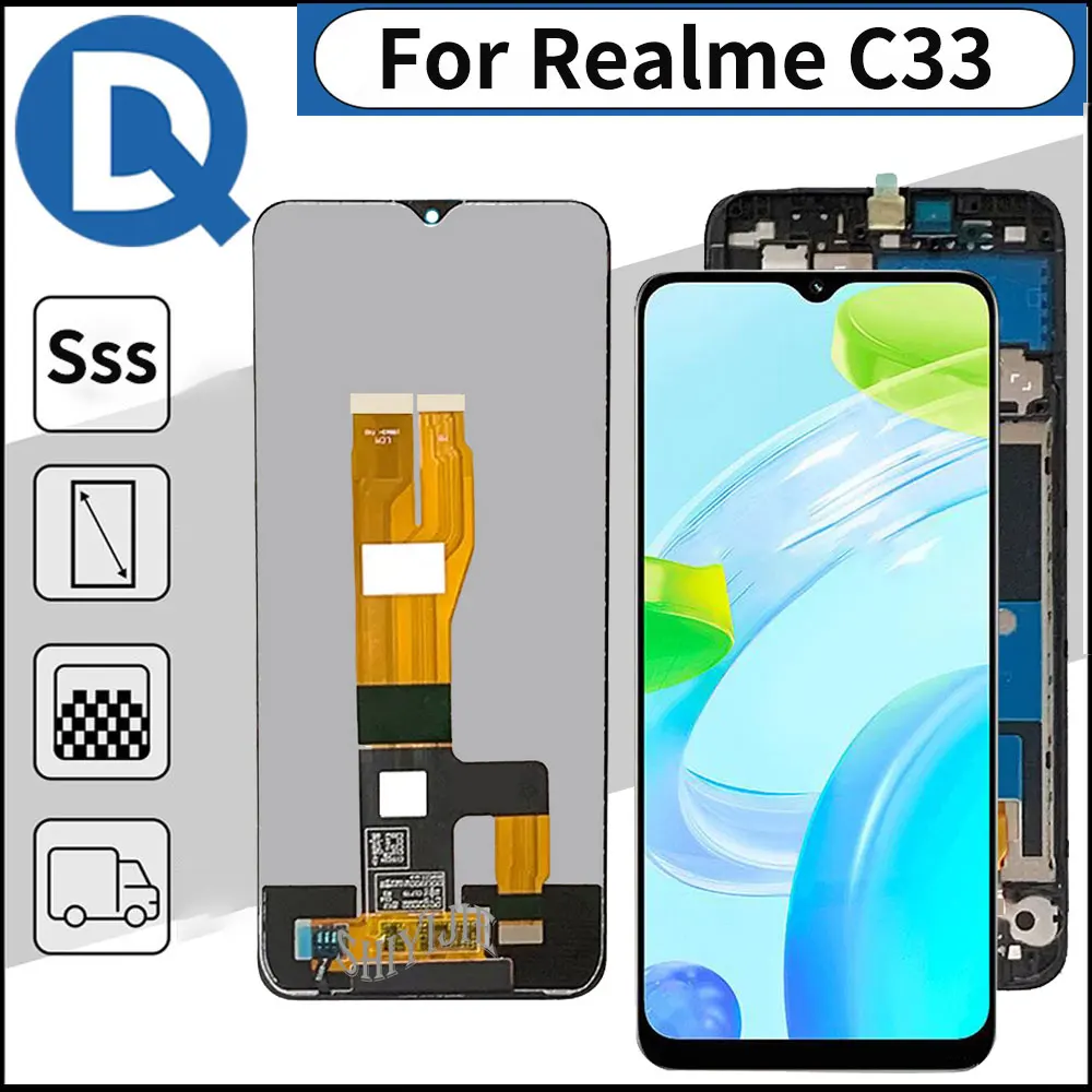 

ЖК-экран для Realme, замена дигитайзера сенсорного экрана, качественный сенсорный экран, 100% заводской оригинал, C33, C30