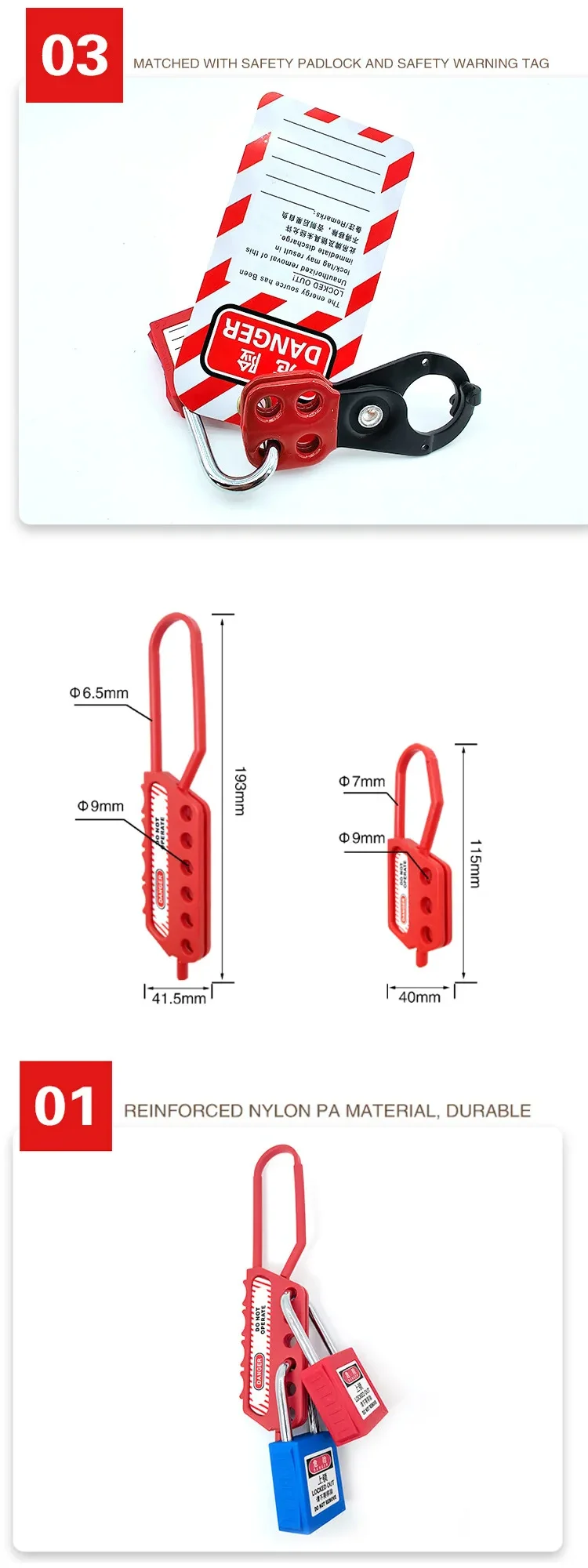 Lock-out Tag-out Hasp Lockout Industrielle Sicherheit Loto Hasp 3/4/6 Löcher Mehrere Isolierung Stahl Aluminium Nylon Kunststoff Vorhängeschloss – Detail 2
