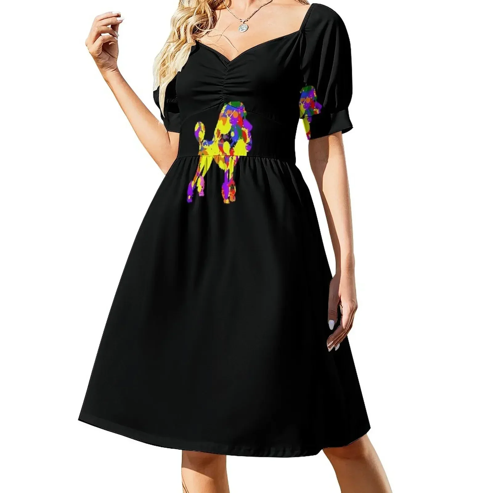 thumbnail image 1 of Vestido de manga corta Caniches Vestidos de mujer Vestido mujer vestidos de fiesta Vestido de mujer, 1 of 7