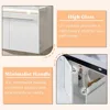 60" LED Floating Bathroom Double Vanity with Sink Combo, Modern High Gloss Wall Mounted Bathroom Storage Cabinet White 4