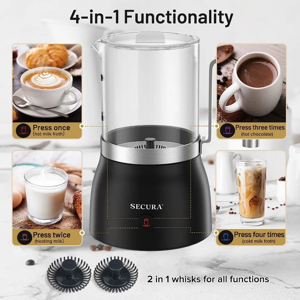 Secura Electric Milk Frother, Automatic Milk Steamer Warm or Cold Foam  Maker for Coffee, Cappuccino, Latte, Stainless Steel Milk Warmer with Strix  Temperature Controls - The Secura