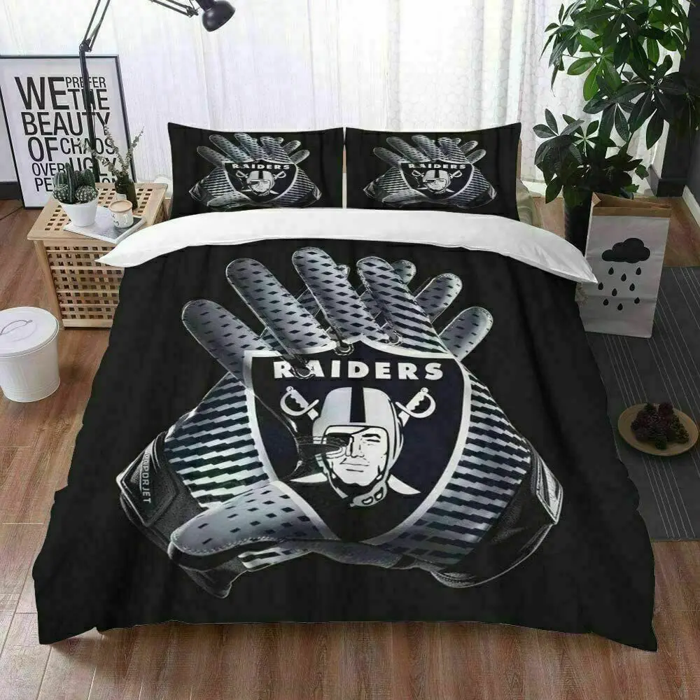 Usa Las Vegas Raiders Gloves Black Bedding Set Duvet Cover 3D