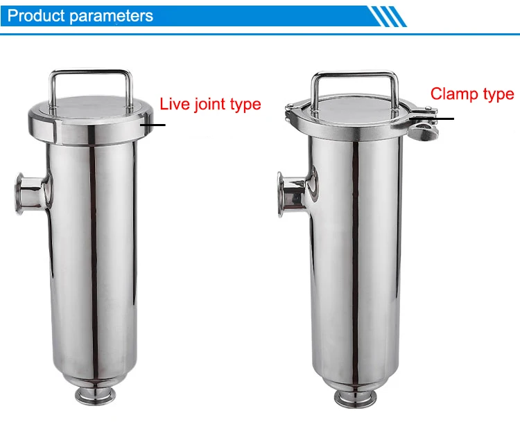 Sanitär-Winkeltyp aus Edelstahl in Lebensmittelqualität, Tri-Clamp-Filter, Wasserleitungskartusche, schnelle Installation, Duplex-Filter – Detail 6