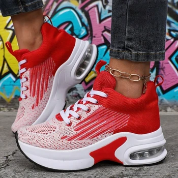 أحذية رياضية نسائية فائقة الارتفاع لزيادة الارتفاع، أحذية مشي عصرية قابلة للتنفس ومضادة للانزلاق للتسوق اليومي، أحذية نسائية متعددة الاستخدامات 4