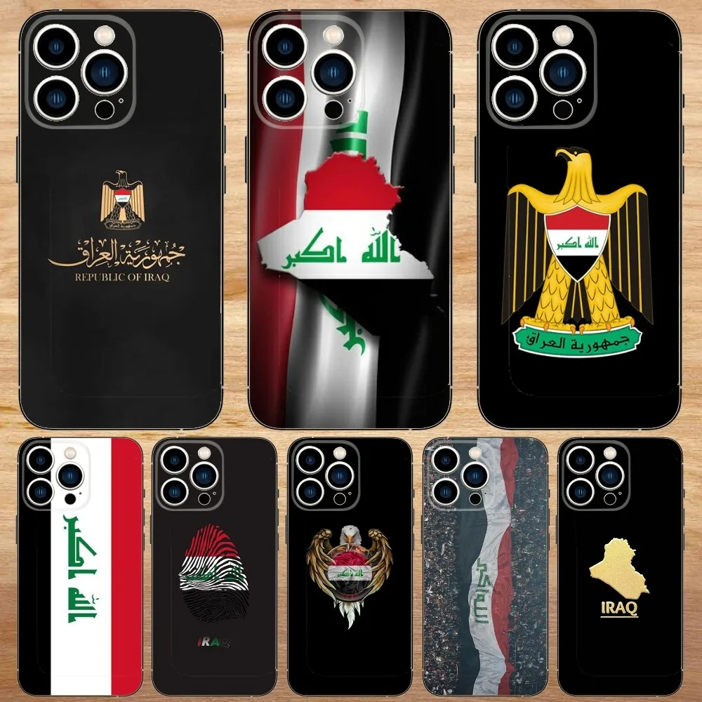 Чехол с государственным флагом Ирака для iphone 15,14,13,12,11,Pro,Max,Plus,Mini,X,XS,XR,8,7,6,S,Plus,SE, мягкий черный Чехол