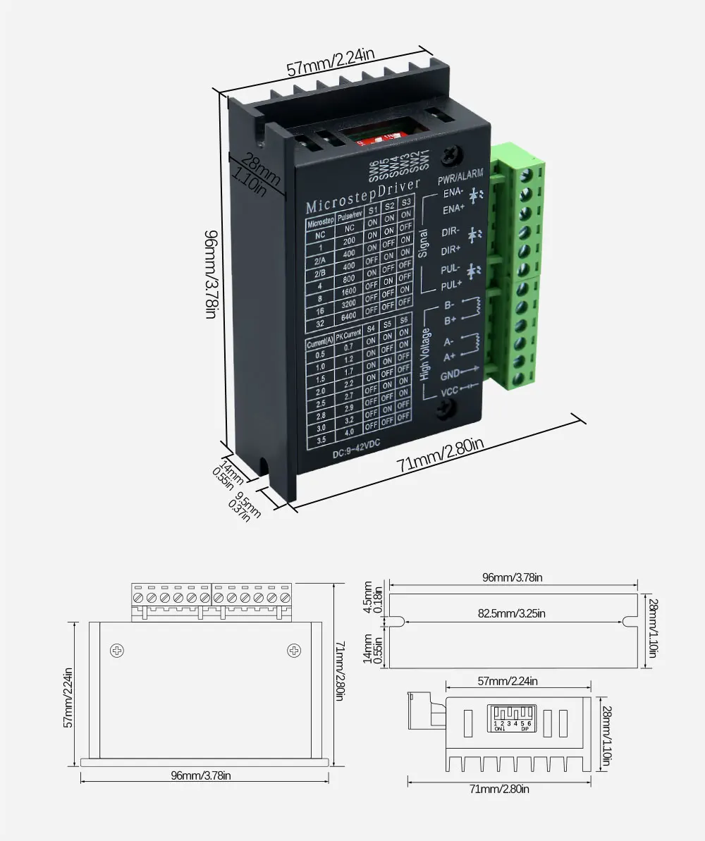 Description Picture 3 of item1 2 3 4 5pcs Stepper Motor Driver TB6600 42/57 Type NEMA 17 23 0.5-3.5A Stepping Controller for 3D Printer CNC Router