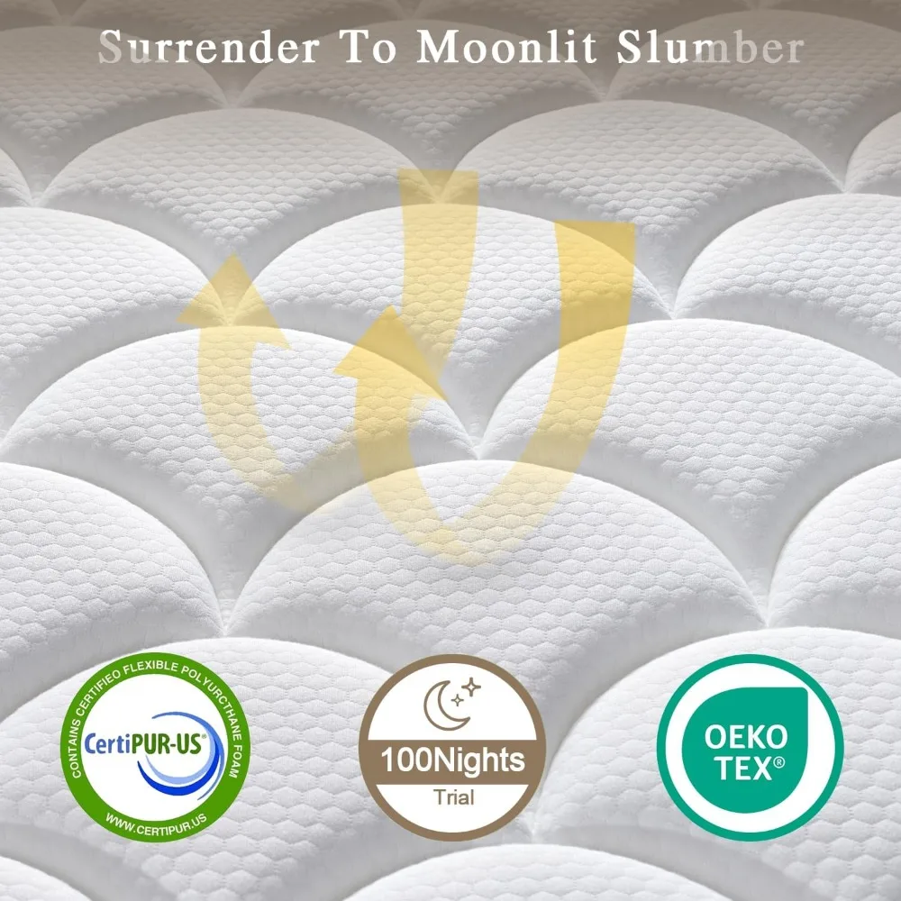 12 Inch King Size Mattress in a Box, Memory Foam Hybrid Mattress for Motion Isolation, Soft and Comfortable, Pressure Relief, Me 3