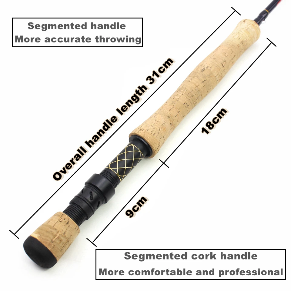 1.98M 2.1M Carbon 4 Sections Fly Fishing Rod LW 7/8 Fast Action Freshwater  Fly Rods for Trout Salmon Fishing Portable Sea Pole