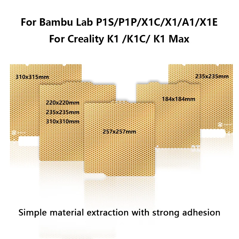 Bambu Lab 양면 PEI 벌집 빌드 플레이트, Creality K1/K1C/K1 Max/Ender3 PEI 용수철 강판, P1P/P1S/X1/X1C