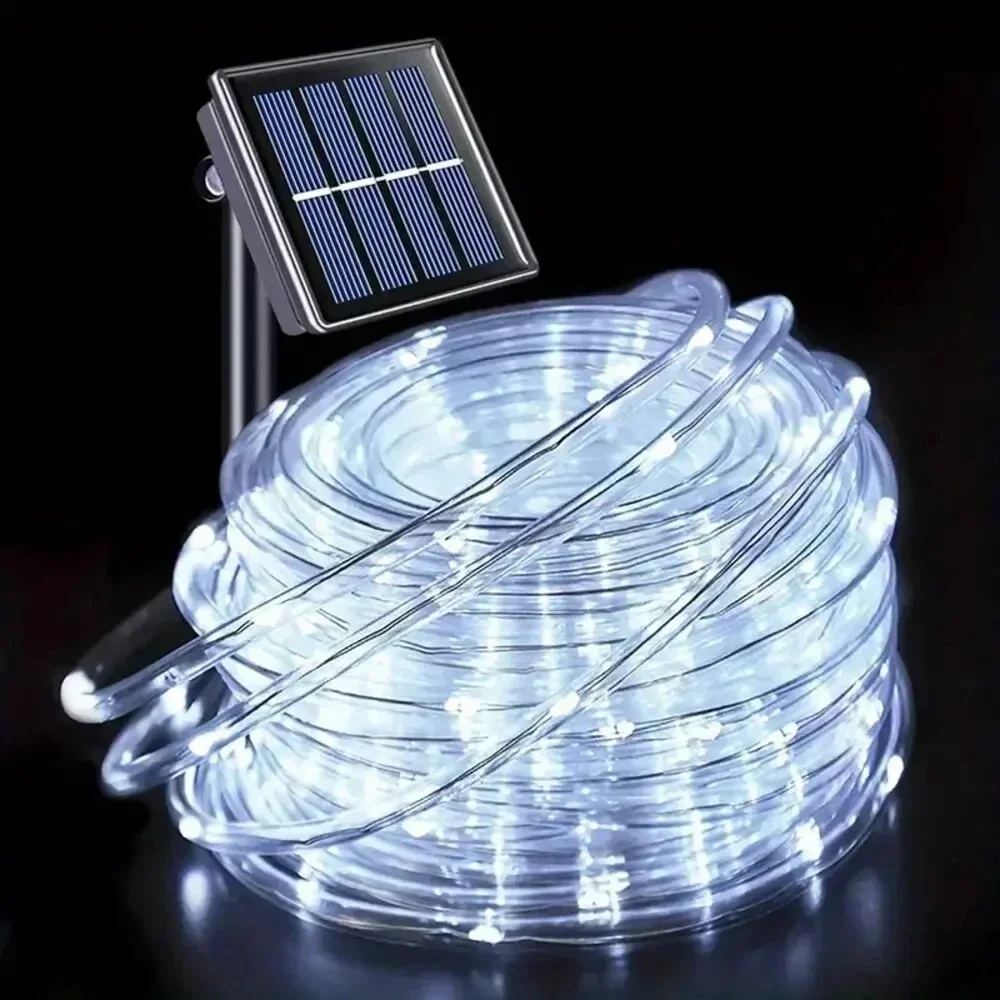thumbnail image 1 of Tira de luces LED solares de 12 m/22 m, cuerda de luces de hadas para exteriores, resistente al agua, para bodas, fiestas de Navidad, jardines, caminos y decoración de guirnaldas, 1 of 5