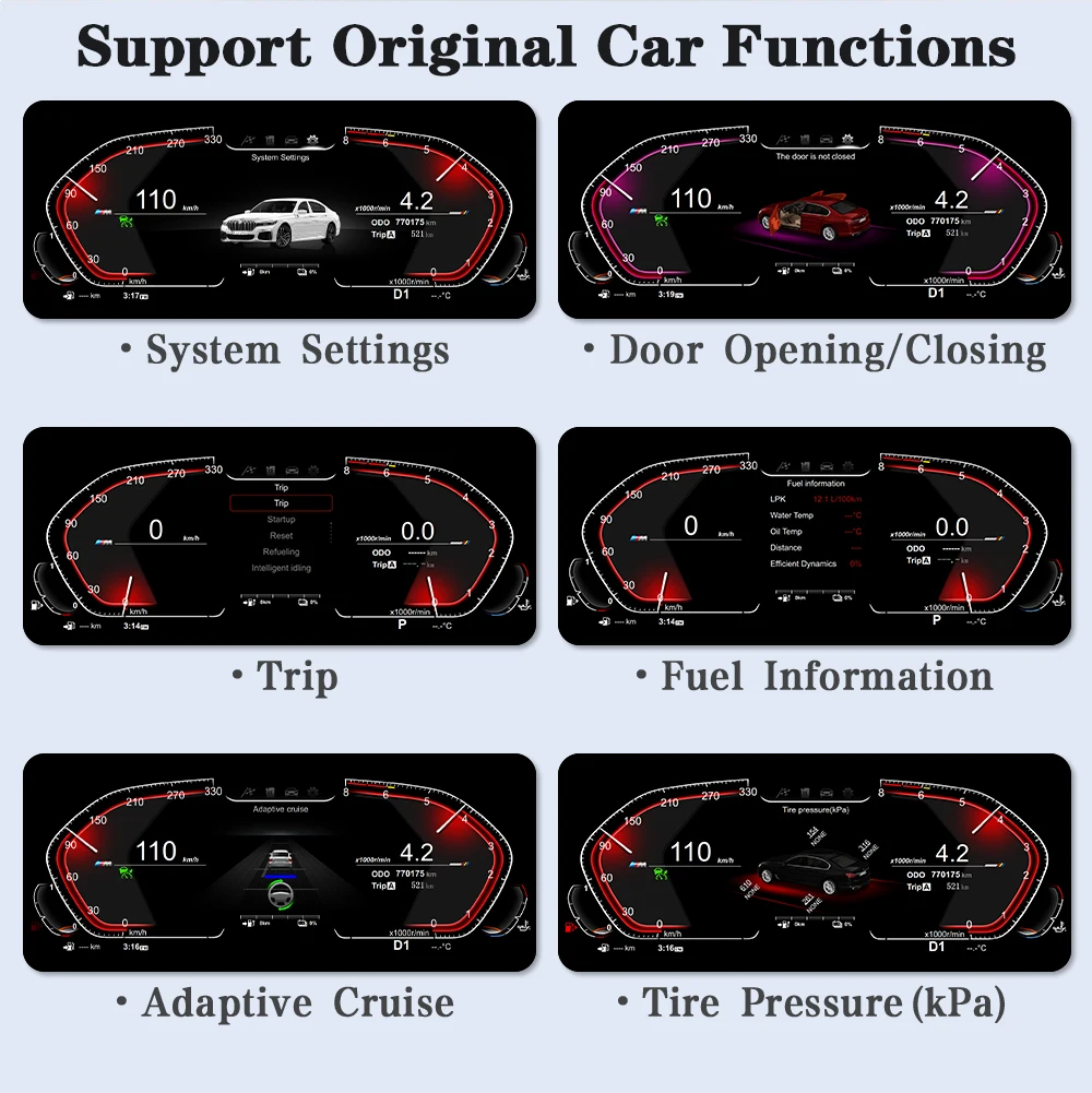 AUTOTOP 12,3 "1920*720P LCD Digital Dash Aftermarket Digital Gauge Cluster Für X3 F25/X4 F26 X5 F15/X6 F16 NBT EVO Ohne HUD – Detail 8