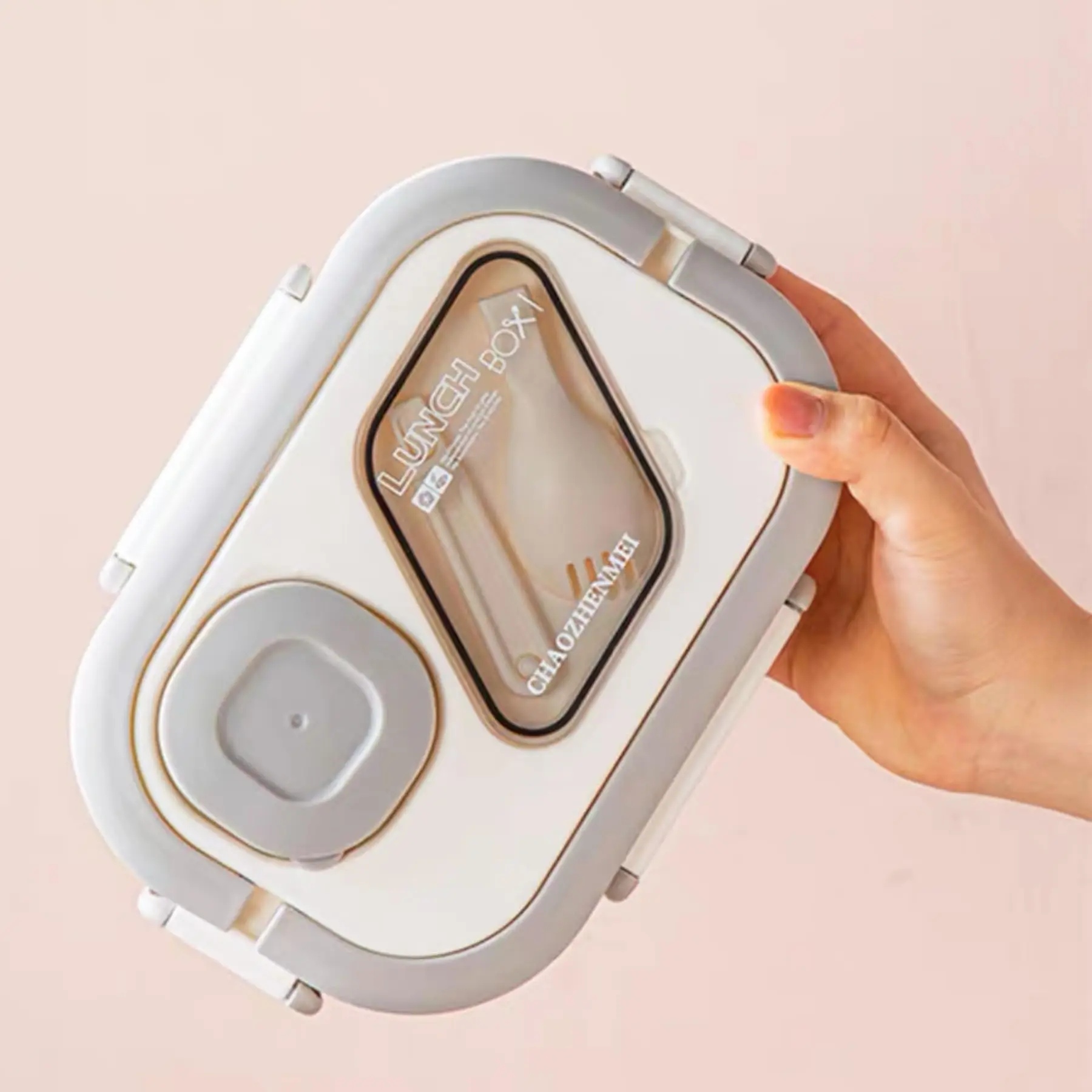 Large 43oz Salad Bowl, Bento-Style Tray for Toppings, 3oz Sauce Container for Dressings and Built-In Reusable Fork BPA Free