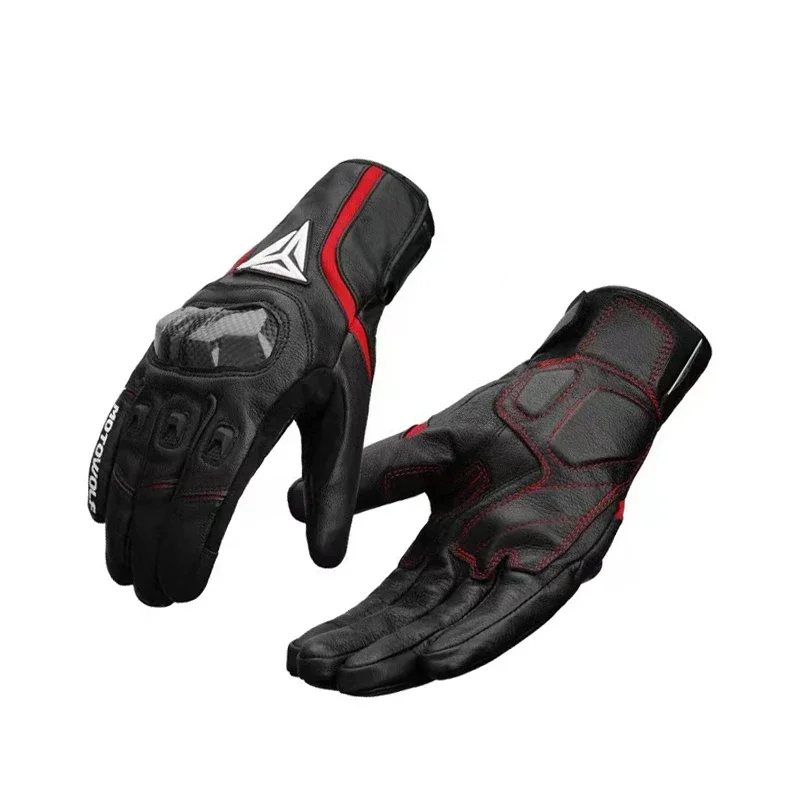 Winter Warm Leather Motorcycle Gloves - Thermal, Rainproof, Windproof, Touchscreen, Carbon Fiber Protection