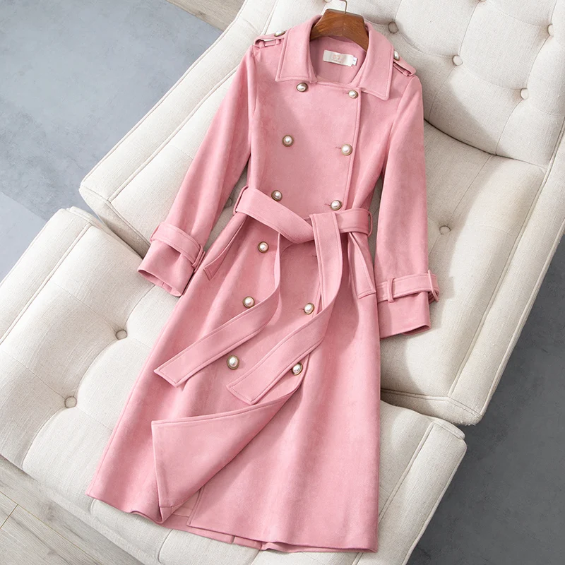 Jacket Trench Women Suede Turn Women Suede Trench Coat Female