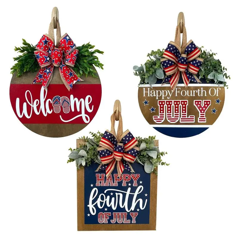 

Patriotic Door Hanger Patriotic Door Decorations For Fourth Of July Red White And Blue Patriotic Sign Wall Art Bowknot