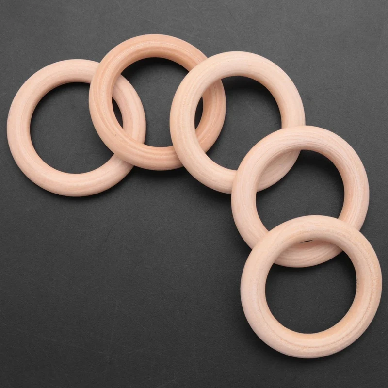 BEAU-10X Wooden Ring For Crafting DIY Craft Jewelry Making 50Mm