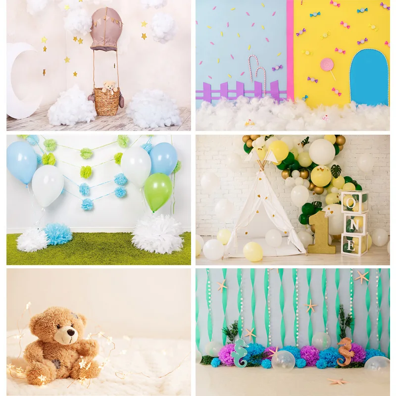 

Jungle Happy Birthday Photography Backdrops Newborn Air Balloon Party corations Portrait Photo Studio Background G-17