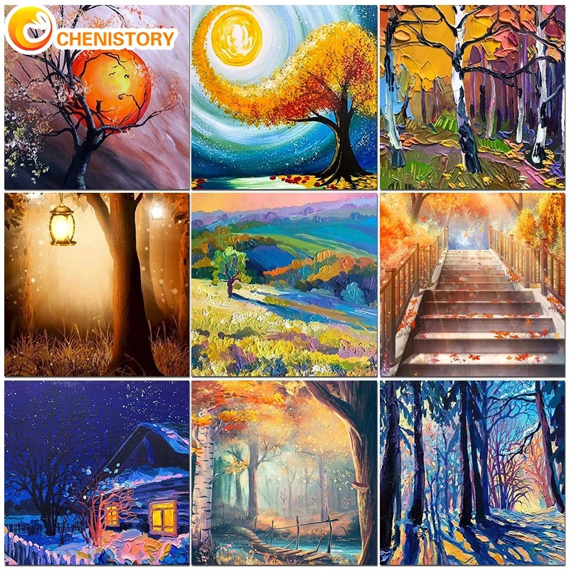 

CHENISTORY Night Scenery Painting By Numbers Adults Kits With Frame Paints Coloring By Numbers Handmade Decor Handicraft Drawing