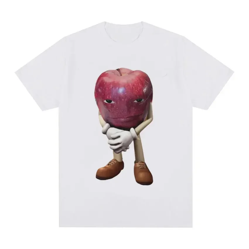 Funny Me Asf Apple with Face Meme T Shirt Unisex Fashion High Quality T Shirts Men Retro Casual Short Sleeve T-shirt Tops 5