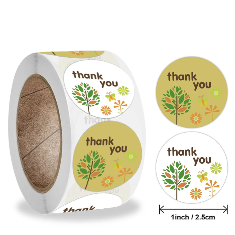 

100-500 шт., круглые наклейки «Thank You»