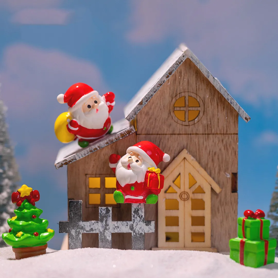 2- 20Pcs Mini Christmas Decoration Lover Figure Fairy Snowman Santa Claus Miniature Figurines Luminous Xmas Gifts DIY Home Decor