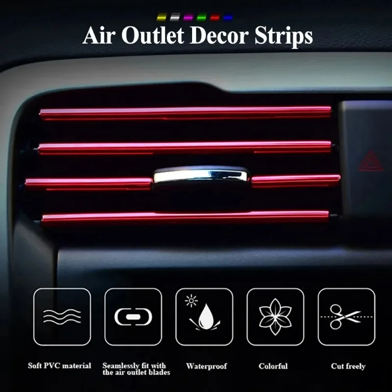 10Pcs 20cm Car Air Conditioner Outlet Decorative U Shape Moulding Trim Decor Strips Car Styling Door Edge Corner Protector