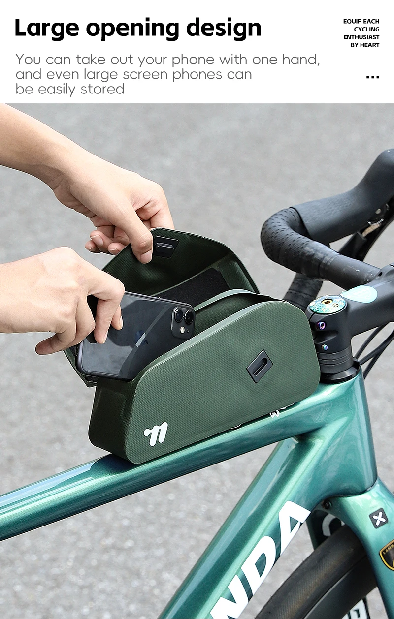 WEST BIKING Fahrrad-Magnetdeckel-Oberrohrtasche mit Schrauben montiert und Riemen, MTB, Rennrad, wasserdichter Vorderrahmen, strukturierte Tasche – Detail 11